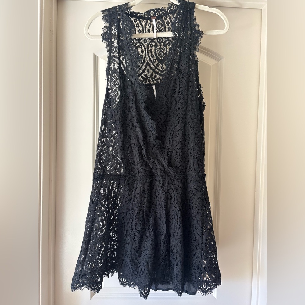 Free People Black Lace Mini Dress